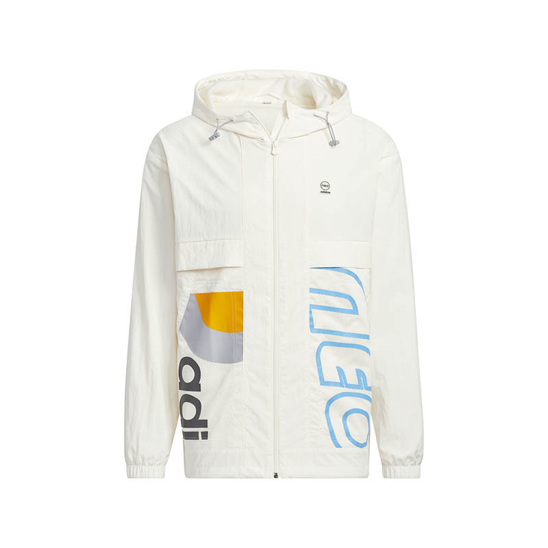 adidas Woven Letter Hoodie Jacket Pink White HS8849