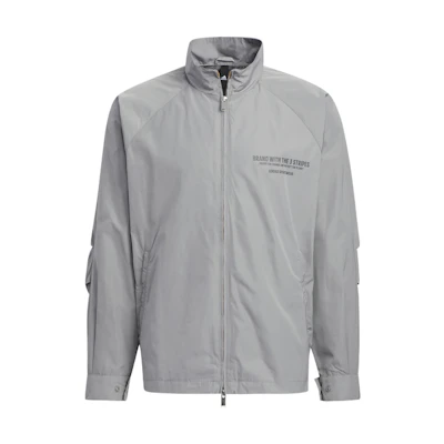 adidas Woven Letter Print Retro Colorblock Track Jacket - Grey HZ7058