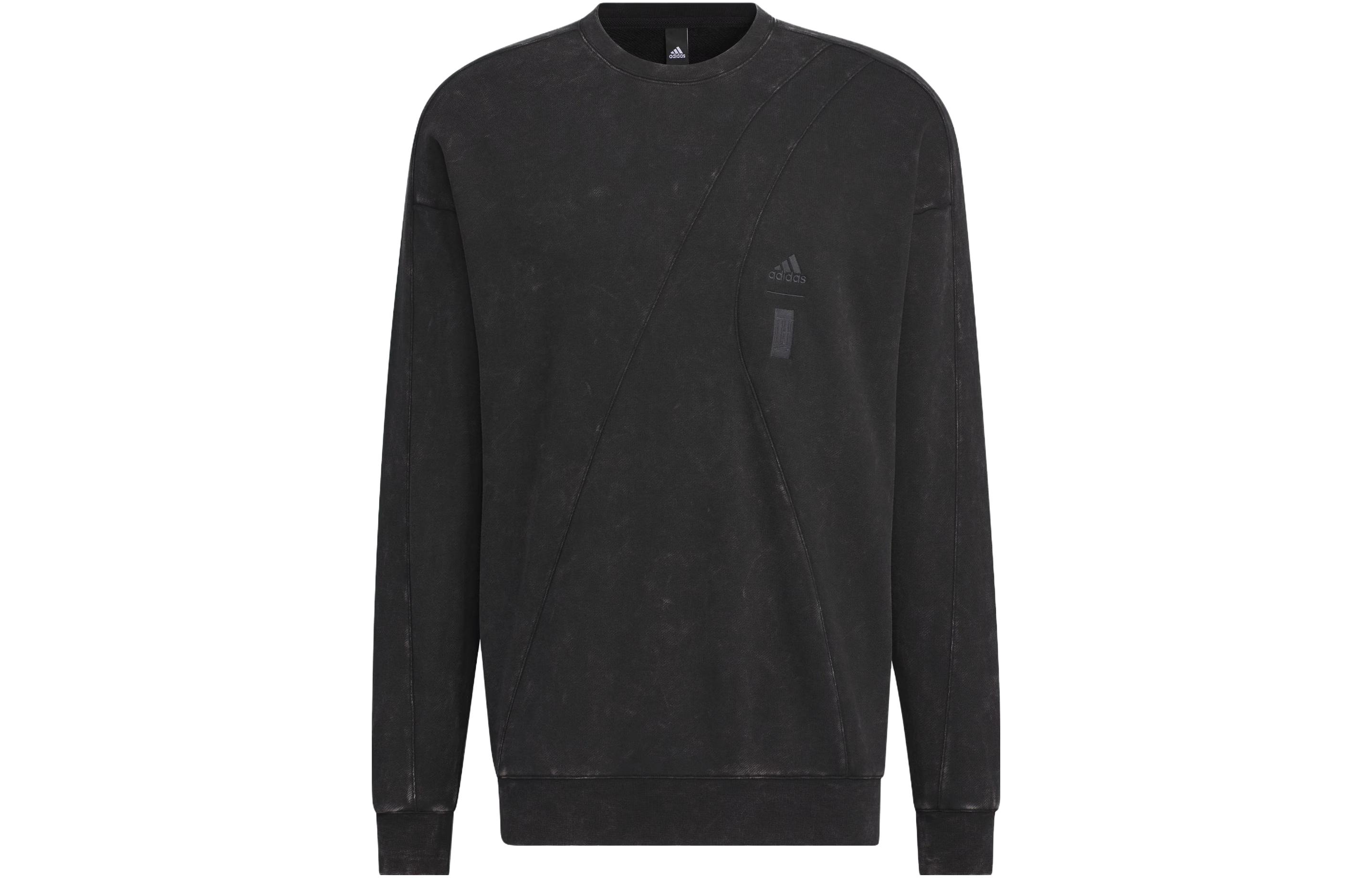 adidas Wuji Dye Crew Sweatshirt Black Casual Logo Crewneck Pullover IS0453