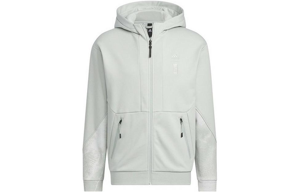adidas Wuji Knit Warm Jacket Gray Hoodie with Sleeve Print IP4943