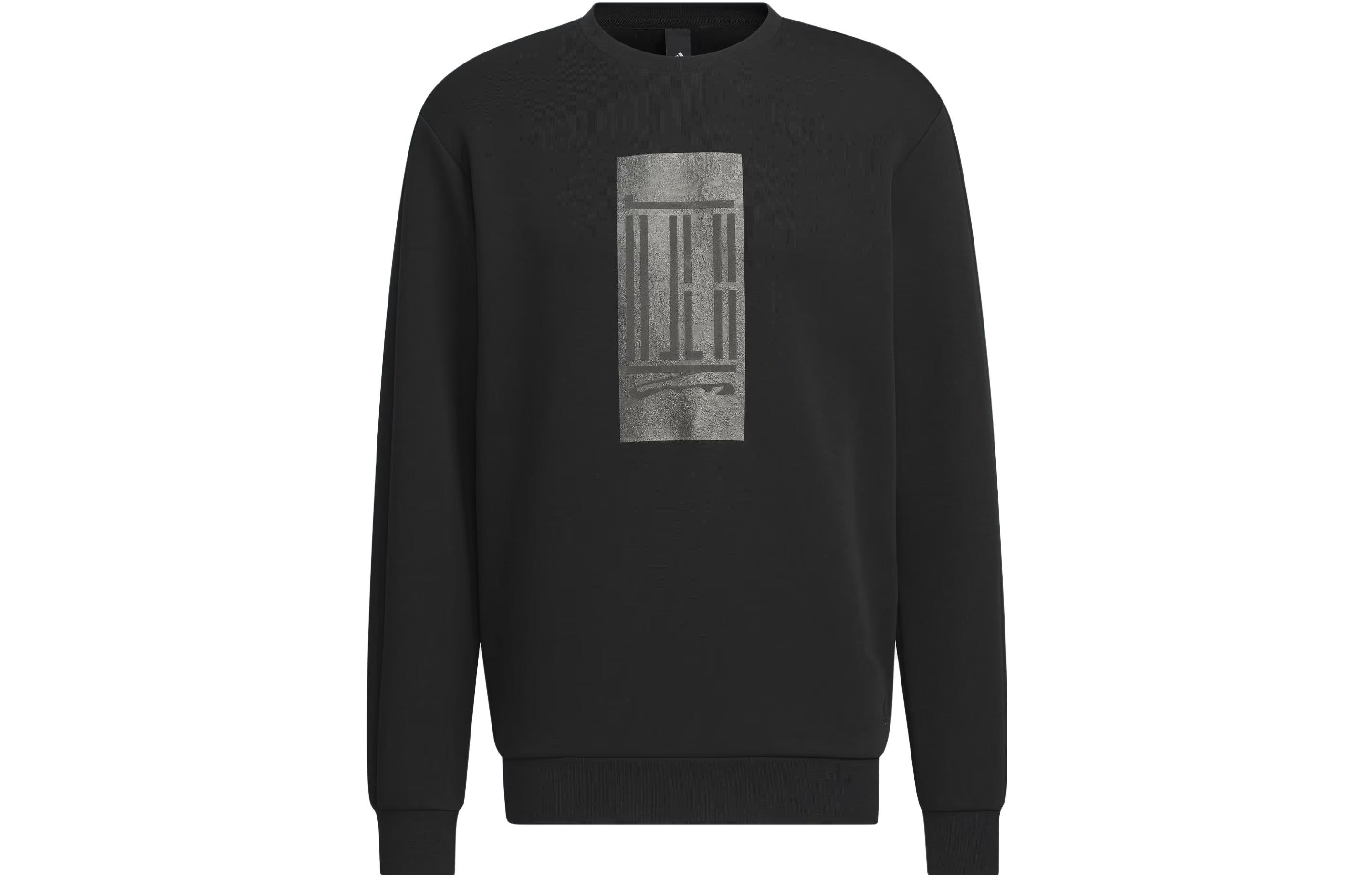 adidas Wuji Logo Crew Sweatshirt Geometric Print Casual Black Long Sleeve IP4946