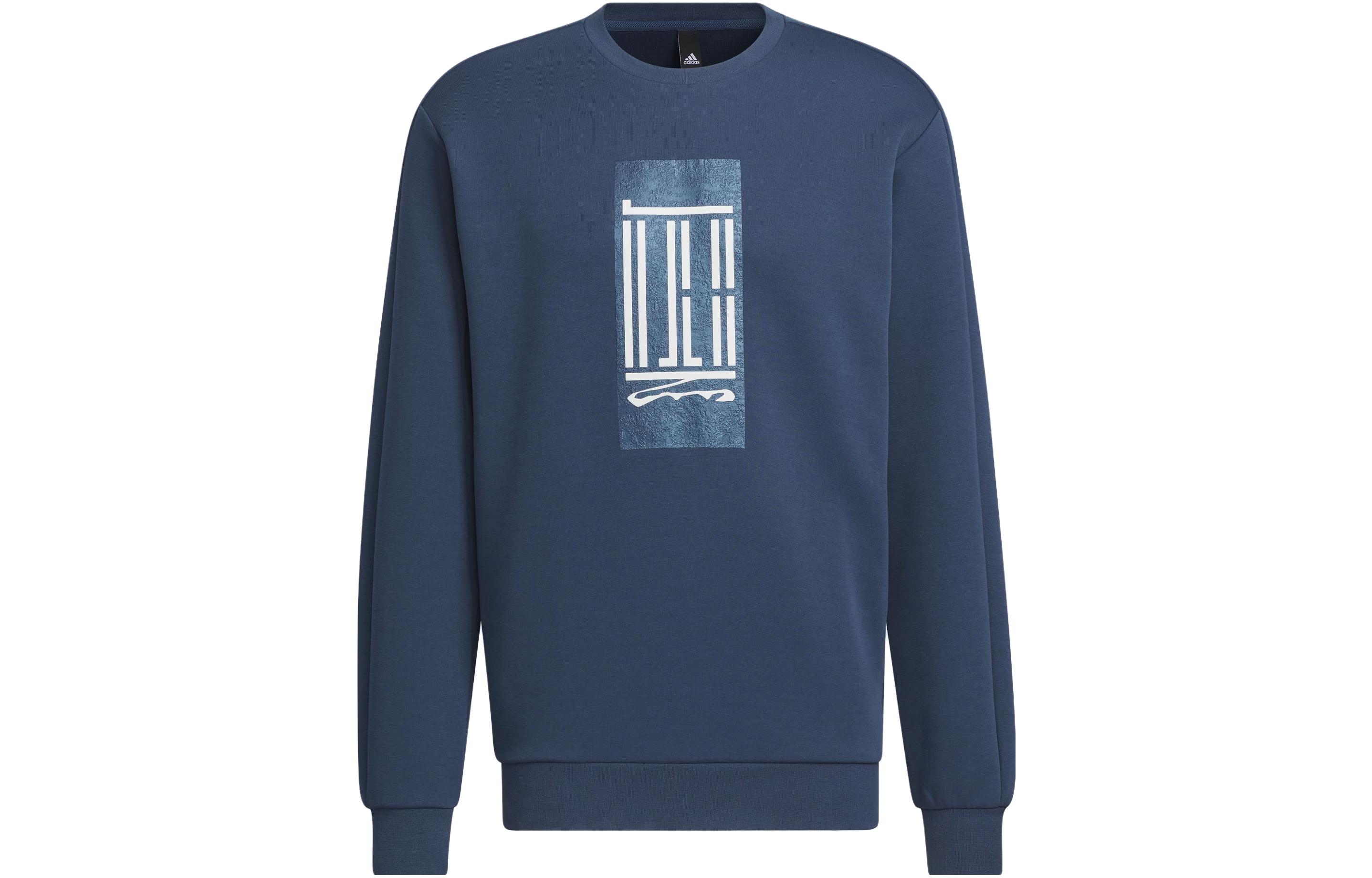 adidas Wuji Logo Crew Sweatshirt Geometric Print Navy Blue Casual Wear IP4947