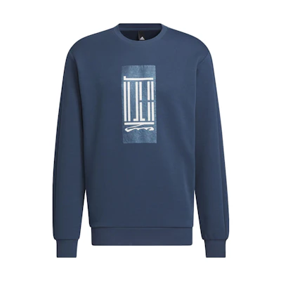 adidas Wuji Logo Crew Sweatshirt Geometric Print Navy Blue Casual Wear IP4947