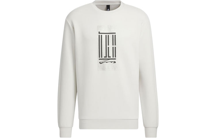 adidas Wuji Logo Crew Sweatshirt Geometric Print Track Gray Casual Top IP4948
