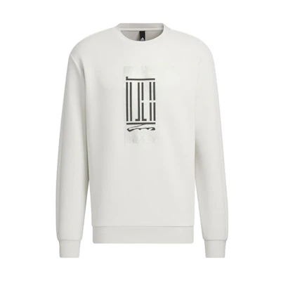 adidas Wuji Logo Crew Sweatshirt Geometric Print Track Gray Casual Top IP4948