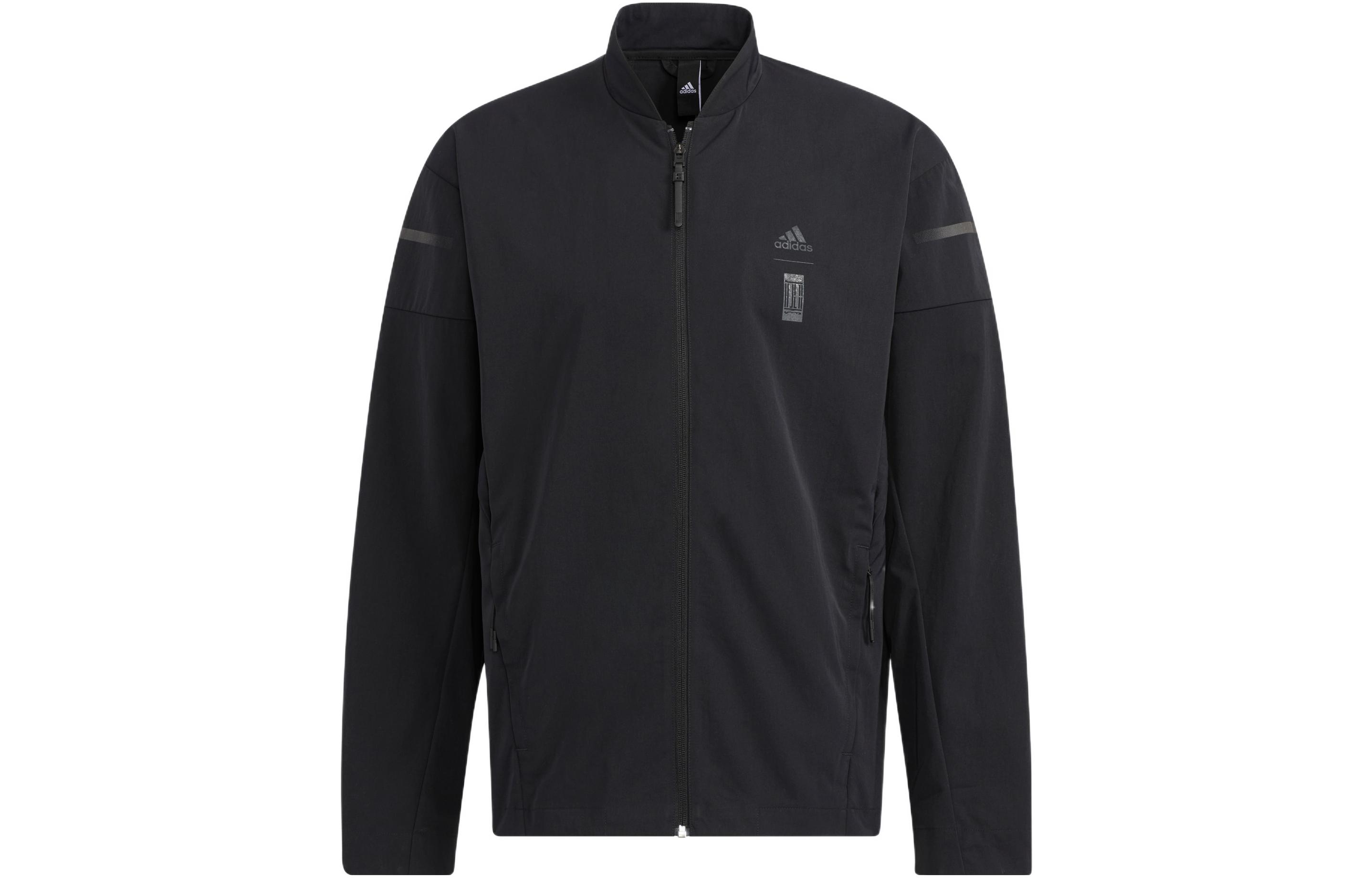 adidas WUJI Premium Woven Jacket Black Athletic Bomber with Logo Zip HM5170