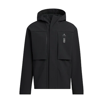 adidas Wuji Series Black Hidden Zipper Hoodie Jacket with Logo Print HN8976