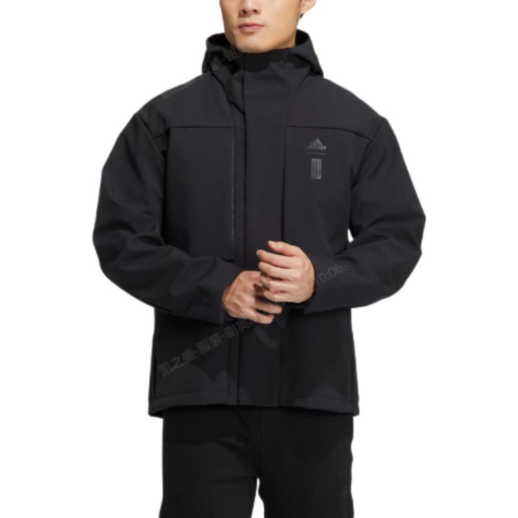 adidas Wuji Series Black Hidden Zipper Hoodie Jacket with Logo Print HN8976 圖 3