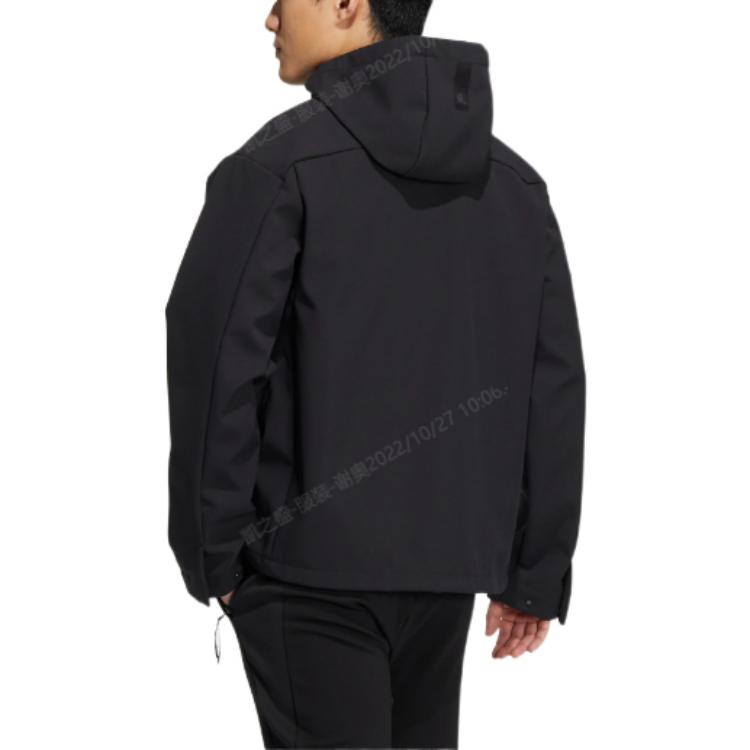 adidas Wuji Series Black Hidden Zipper Hoodie Jacket with Logo Print HN8976 圖 4