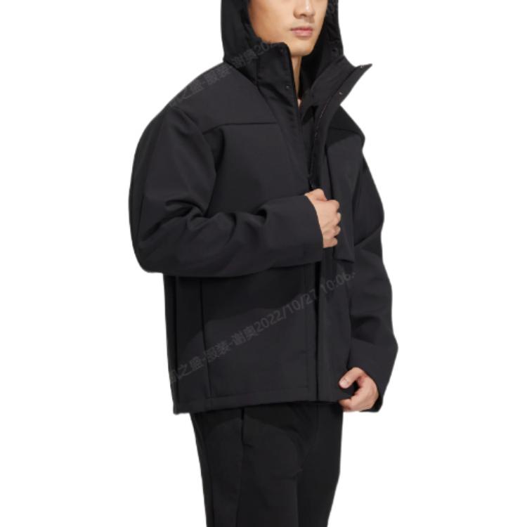 adidas Wuji Series Black Hidden Zipper Hoodie Jacket with Logo Print HN8976 圖 5