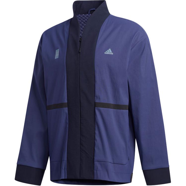 adidas Wuji Series Solid Logo Print Sports Jacket Blue FM9362