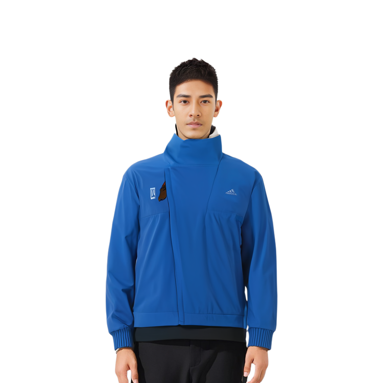 Details for adidas Wuji Series Jaket Bomber Olahraga Gaya Biru GL0404