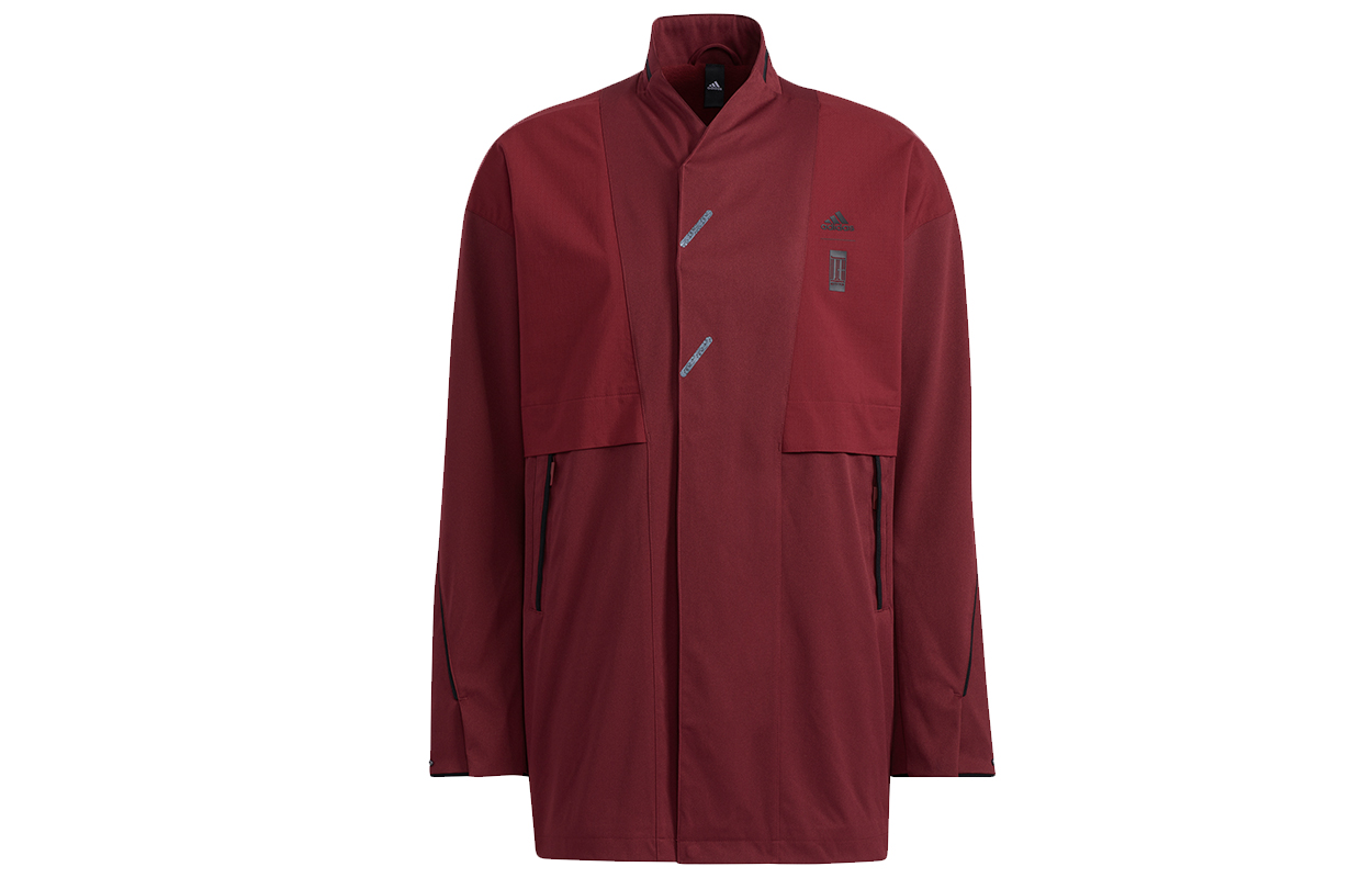 adidas Wuji Series WJ Xia Long Logo Mid-Length Sports Jacket Brick Red () HE5122