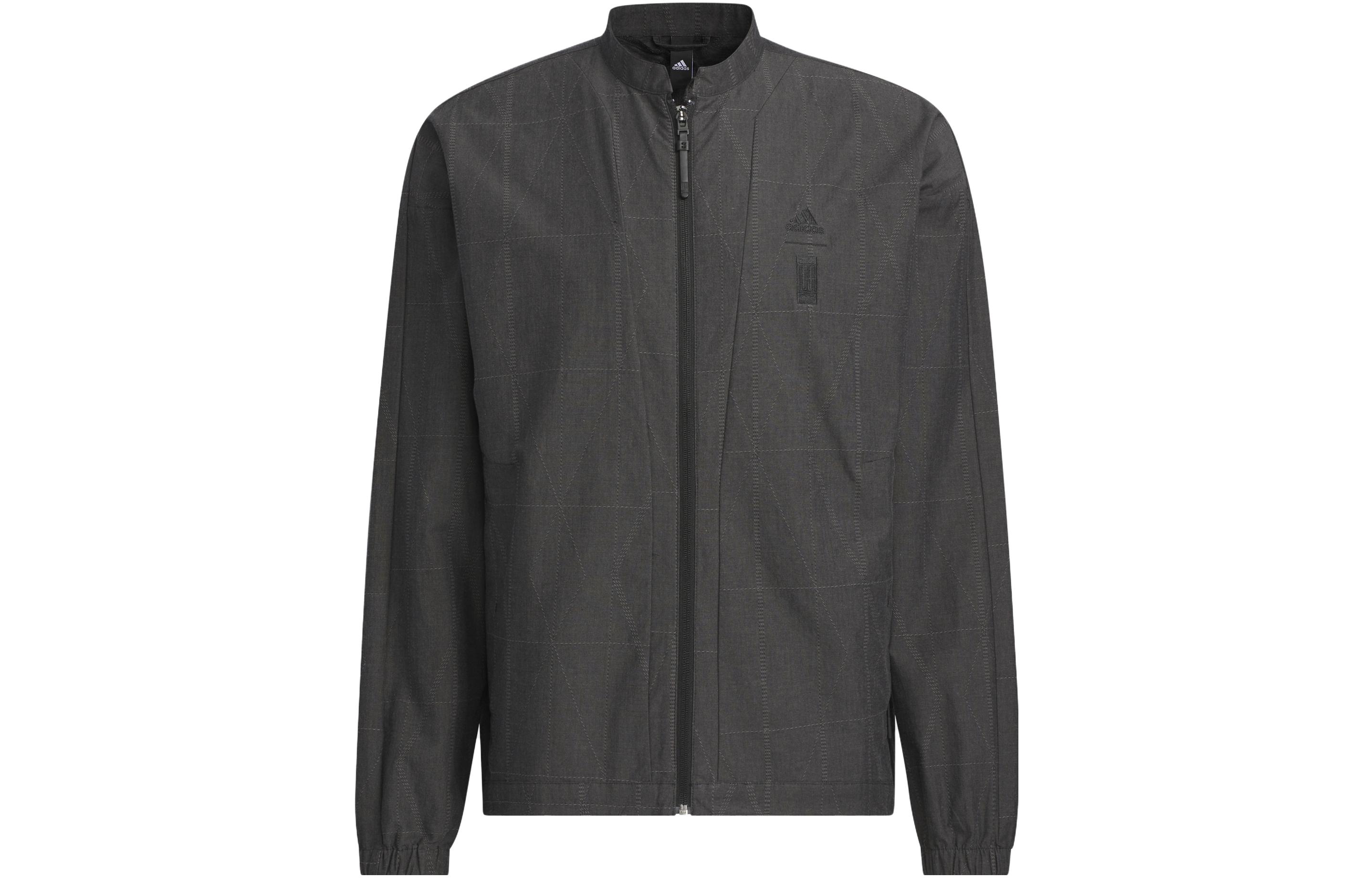 adidas Wuji Woven Jacket Black with Solid Logo and Stand Collar IA8137