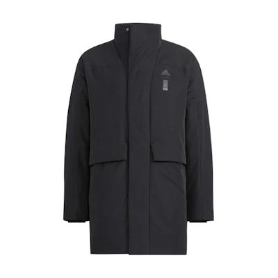 adidas Wujie Series Logo Puffer Jacket with Hidden Zipper - Black. HN2095