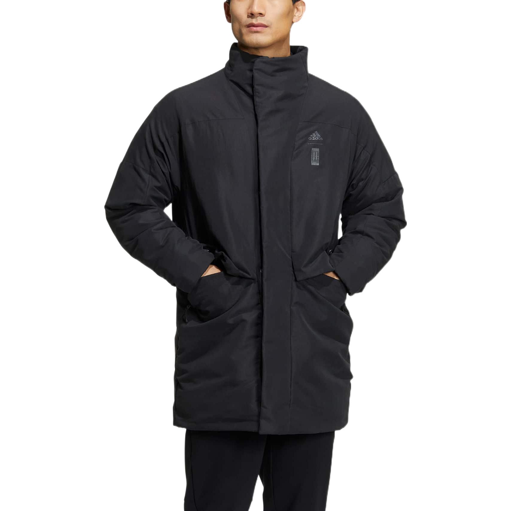 Lookbook Chaqueta Puffer Negra con Logo y Cierre Oculto de la Serie Wujie de adidas. HN2095