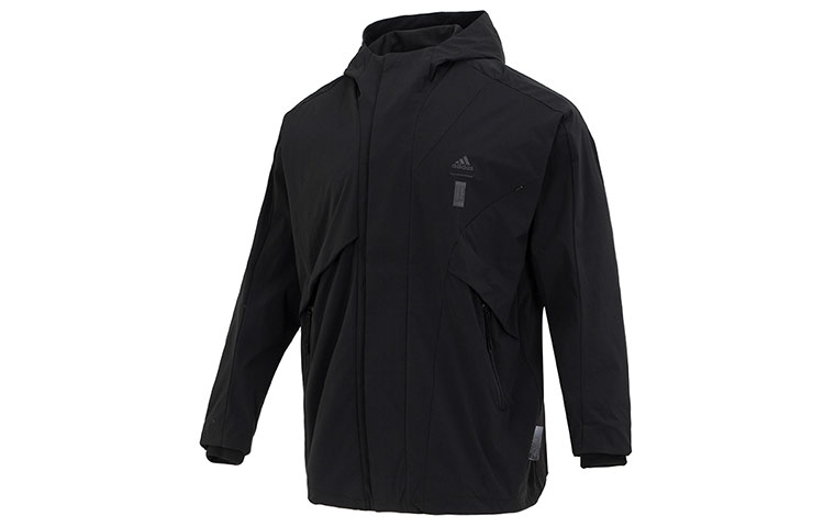 adidas Wujifan Series Black Fleece-Lined Hoodie Jacket with Logo IK7681