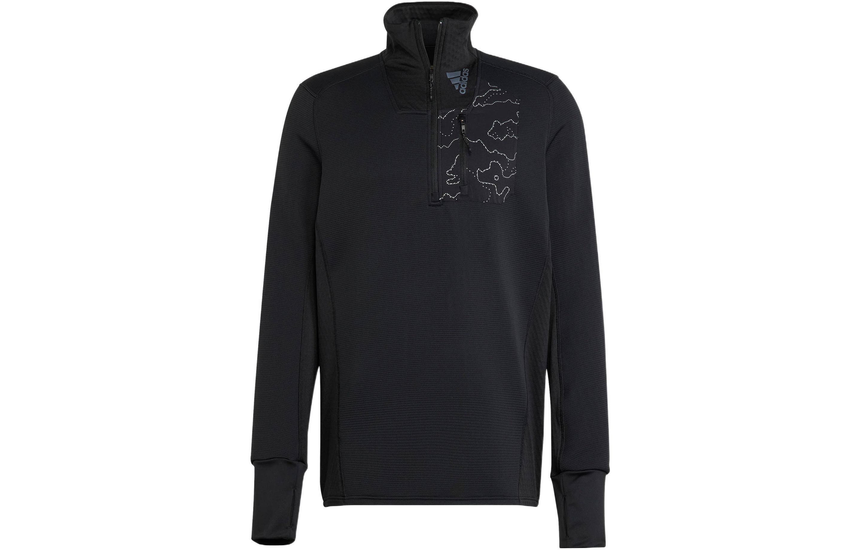 adidas X-City 1/4 Zip Reflective Logo Running Pullover Black Long Sleeve HL3941