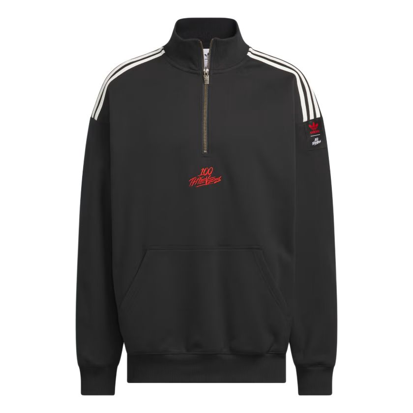 adidas 100 Thieves SS24 Black Striped Comfort Long Sleeve Hoodie IW4594