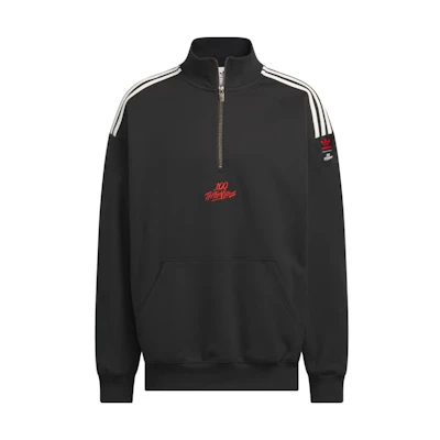 adidas 100 Thieves SS24 Black Striped Comfort Long Sleeve Hoodie IW4594