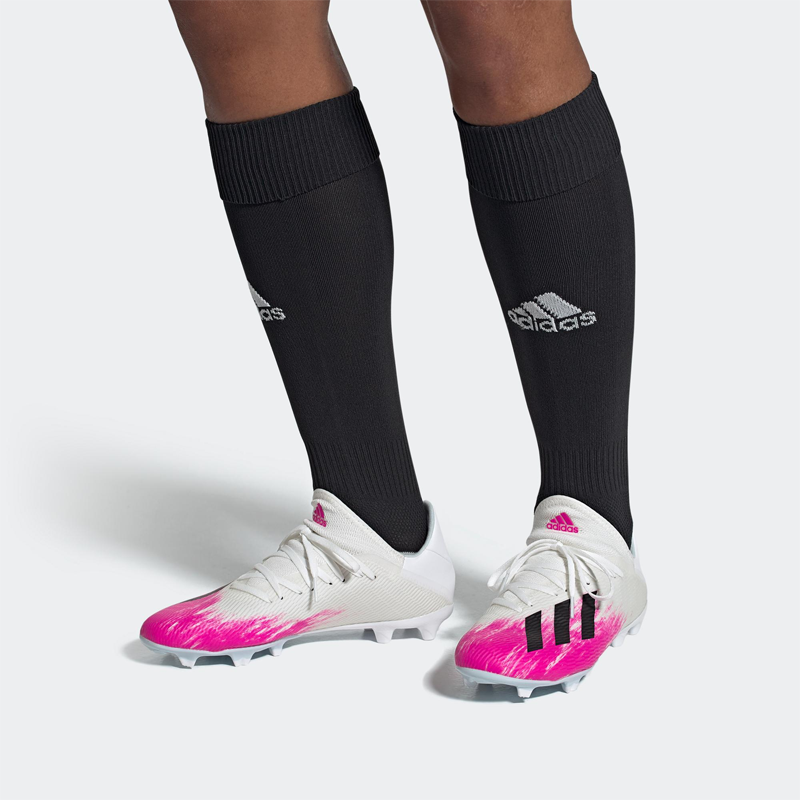 Sizing adidas X 19.3 Fg 防滑耐磨足球鞋 粉黑白拼色