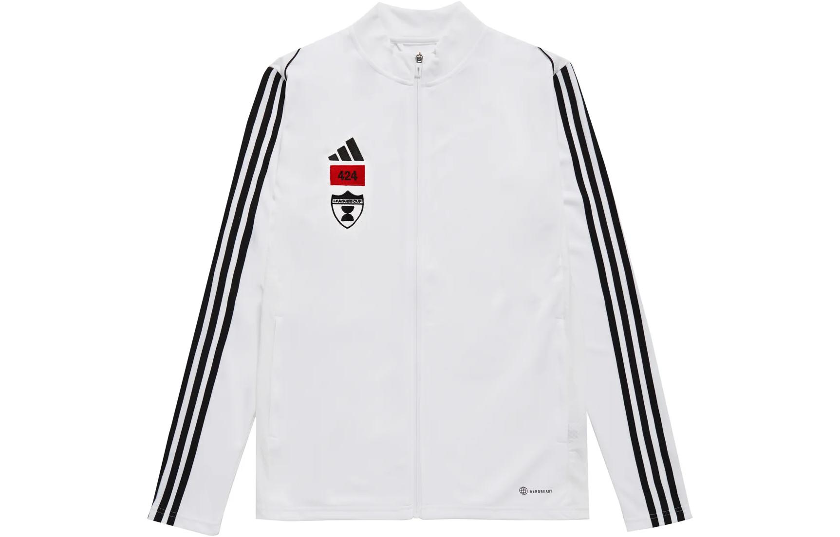 adidas 424 SS23 White Track Jacket Full Zip with 3-Stripes Embroidery Unisex HS3501-COLLABORATION