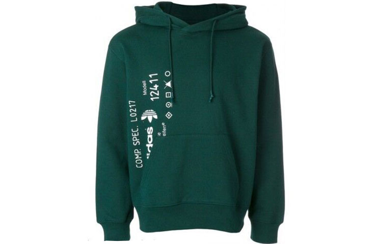 adidas x Alexander Wang Logo Print Green Pullover Hoodie Men’s CV5293