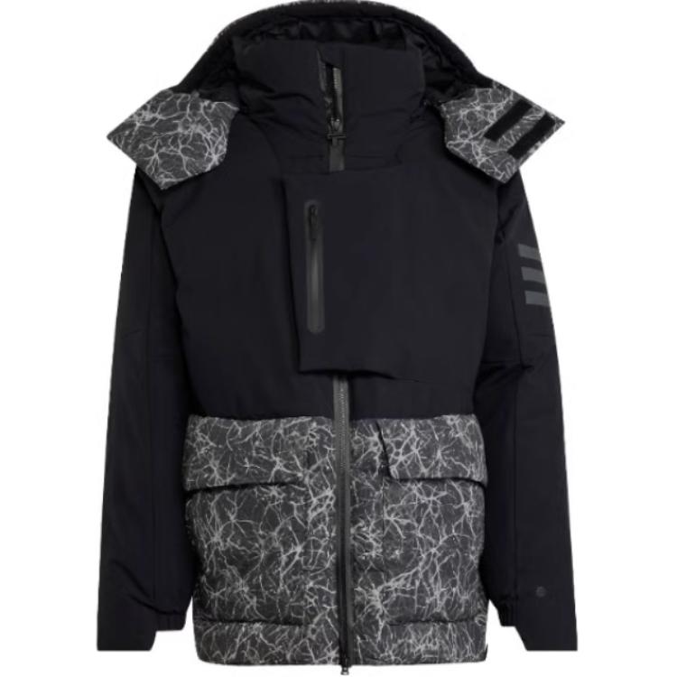 Buy adidas x and wander  Black Puffer Jacket with Logo Print and Patchwork Design HN6940