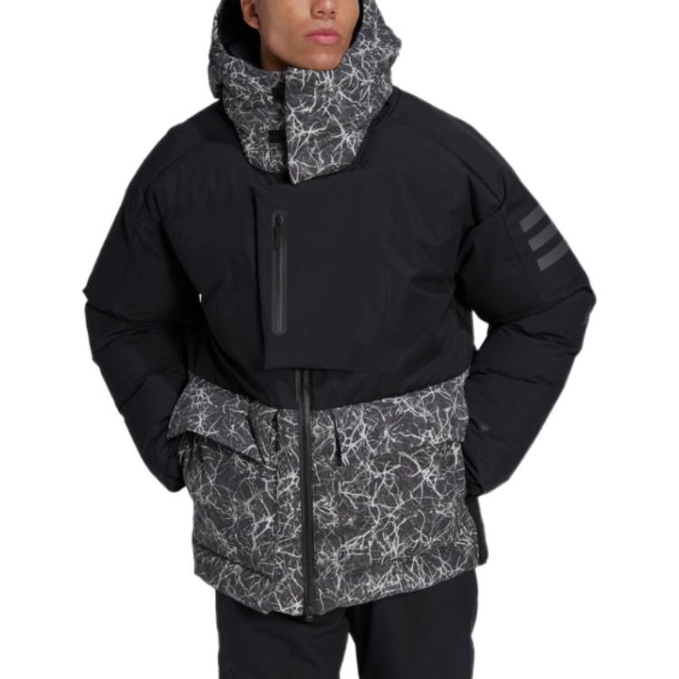 Order adidas x and wander  Black Puffer Jacket with Logo Print and Patchwork Design HN6940
