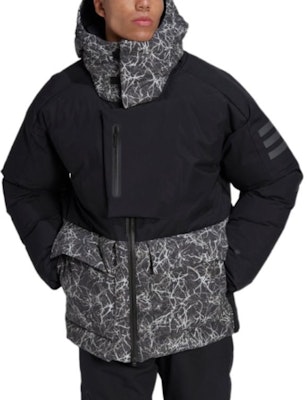 adidas x and wander Black Puffer Jacket with Logo Print and Patchwork Design HN6940 Order adidas x and wander Black Puffer Jacket with Logo Print and Patchwork Design HN6940