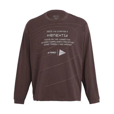 adidas and wander Brown Letter Print Crewneck Long-Sleeve Sweatshirt Unisex Japan HZ0672-JAPAN