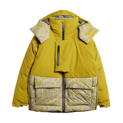 adidas and wander Terrex Yellow 3-Stripes Multi-Pocket Zip Hoodie Jacket Mens HN6942
