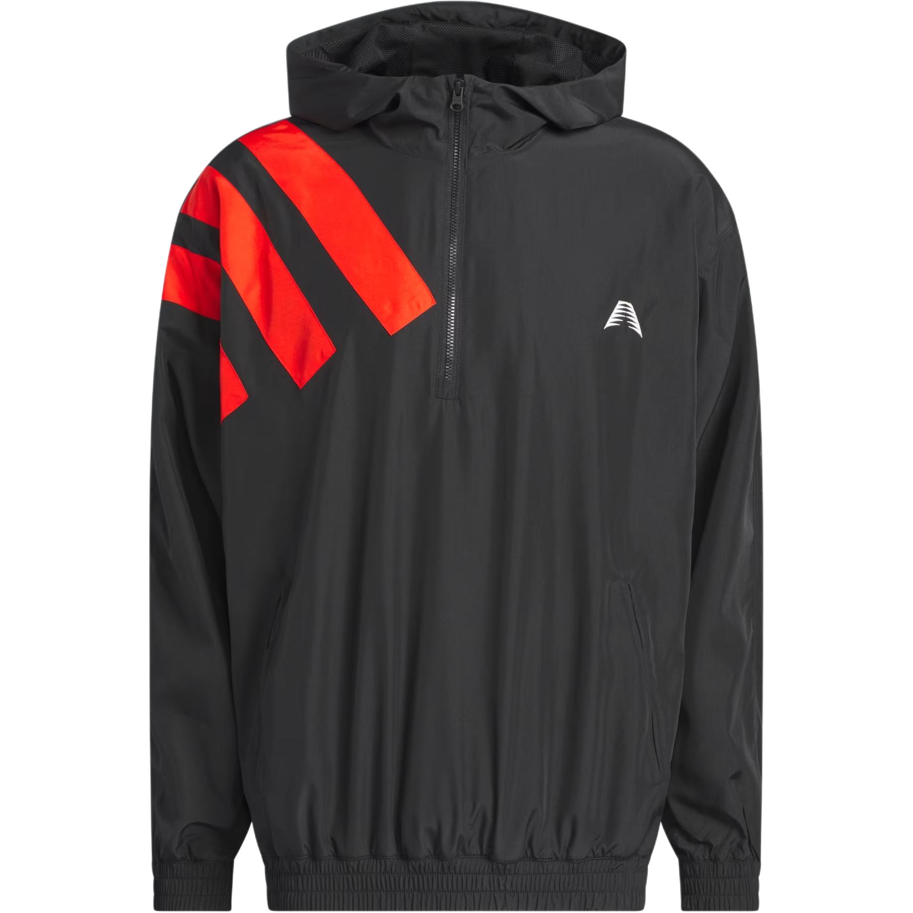 adidas Anthony Edwards SS25 Logo Anorak Pullover Hoodie Jacket Black JC8782