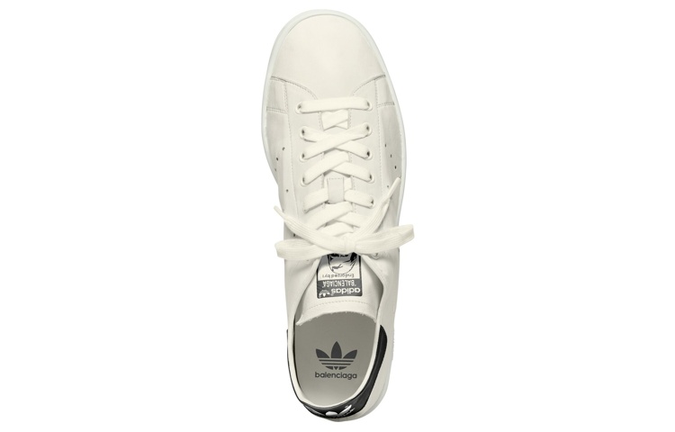 Shop adidas Originals x Balenciaga 巴黎世家 皮革 系帶 低幫 時尚板鞋 白黑