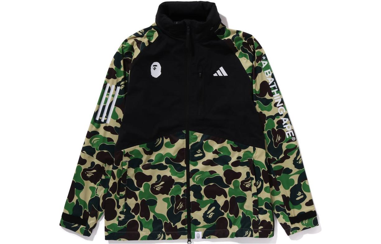 adidas BAPE Camo Letter Stripe Detachable Hood Jacket Green Mens 1J73-140-901