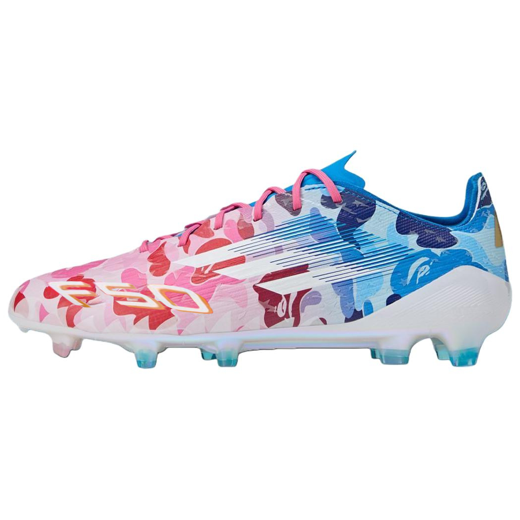 adidas x BAPE F50 Elite FG Pink Blue Soccer Cleats Stylish Non-Slip JS0573