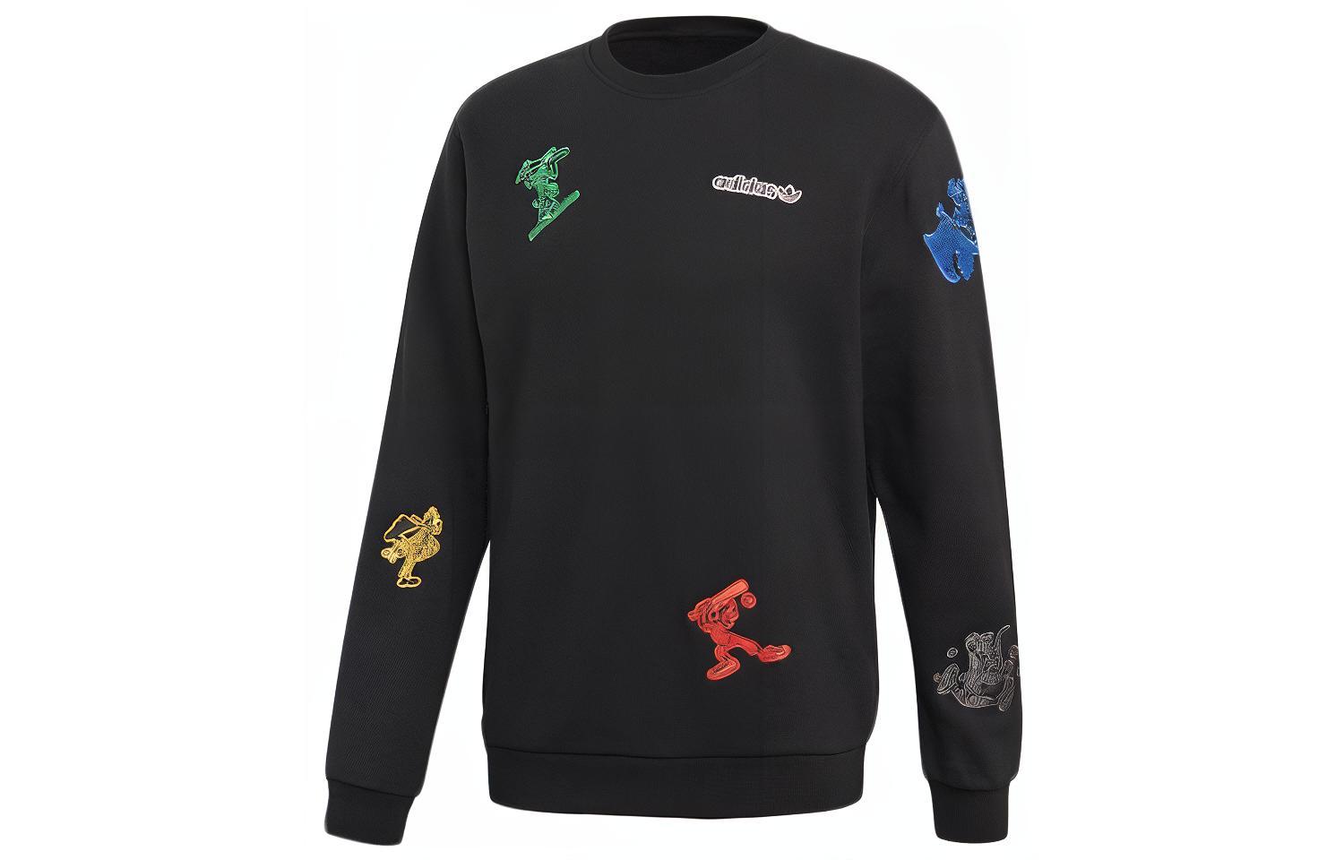 adidas Disney Goofy Crew Embroidered Sweatshirt Black Japan Edition Unisex GJ0848-JAPAN