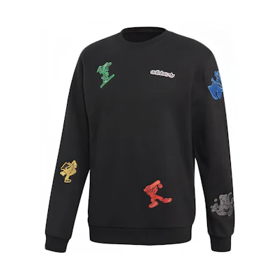 adidas Disney Goofy Crew Embroidered Sweatshirt Black Japan Edition Unisex GJ0848-JAPAN
