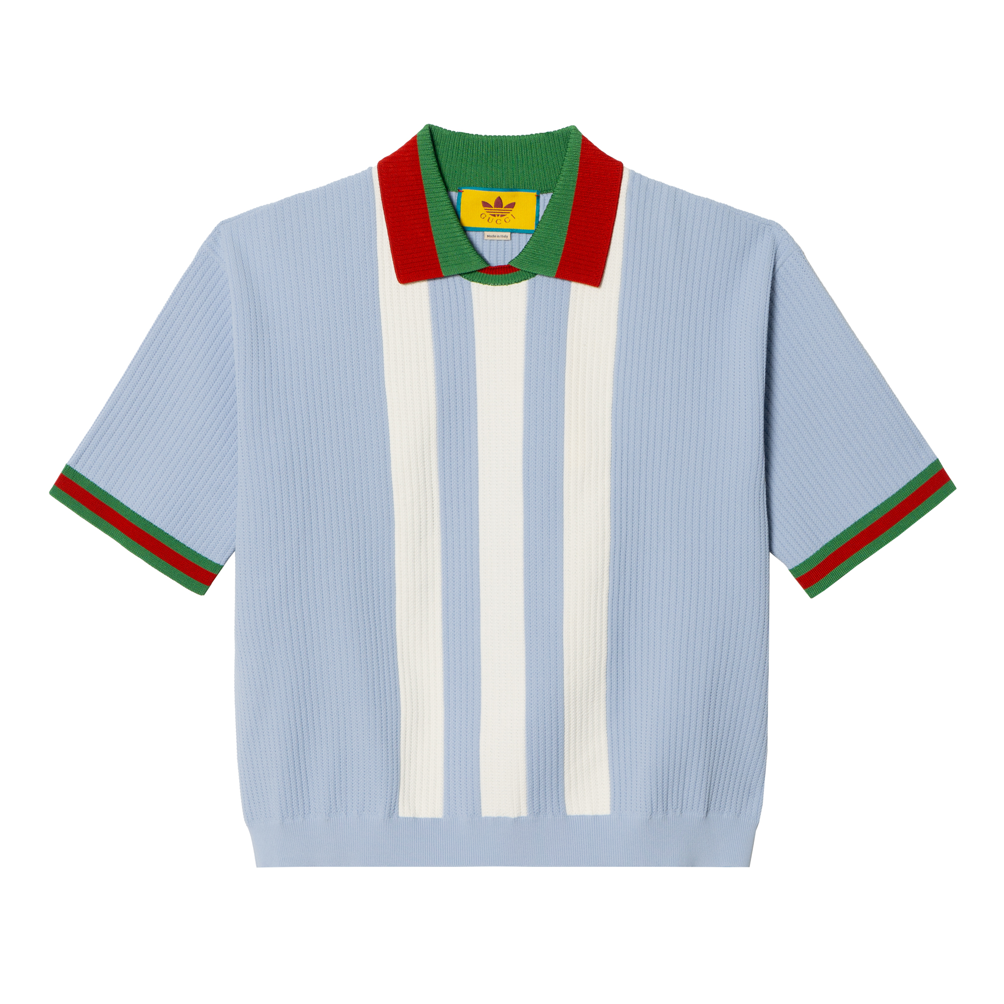 adidas x Gucci SS24 Striped Knit Polo Sweater Blue 700482-XKCDS-4748