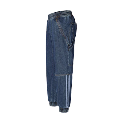 adidas IVY PARK Blue Denim Jogger Pants Retro Knit Stripe Casual Style H61698
