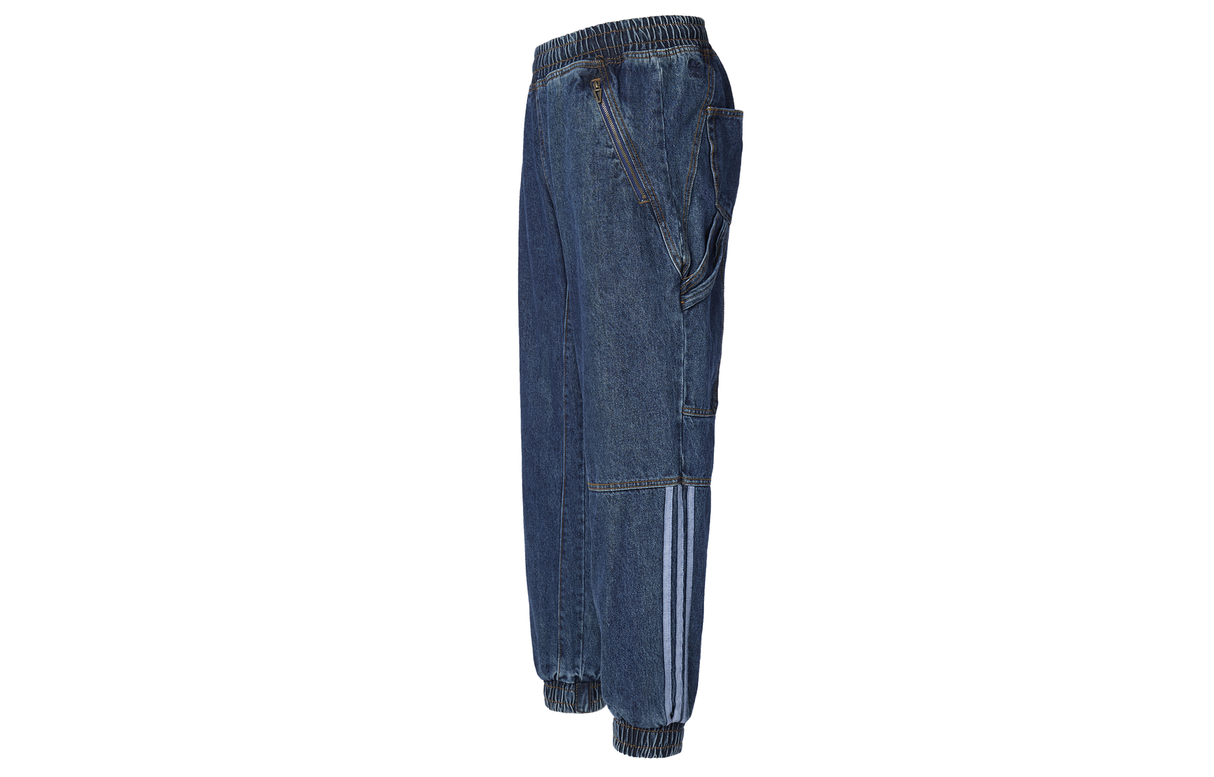 Order adidas x IVY PARK 藍色丹寧運動長褲 復古編織條紋休閒風格 H61698