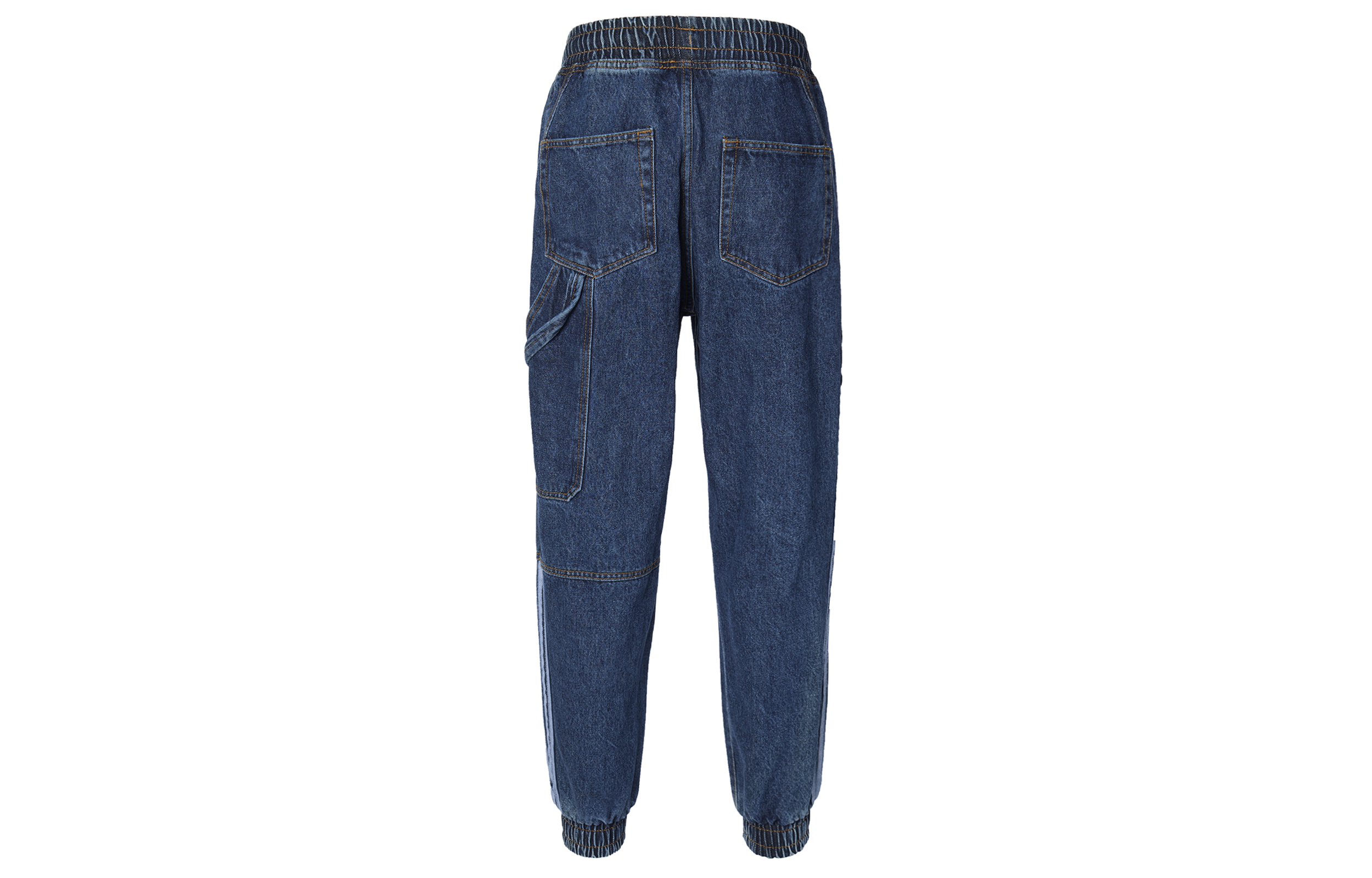 Shop adidas x IVY PARK 藍色丹寧運動長褲 復古編織條紋休閒風格 H61698