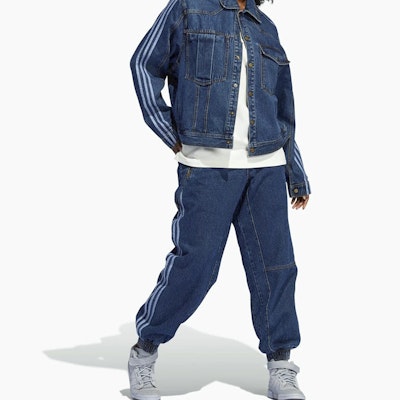 adidas x IVY PARK 藍色丹寧運動長褲 復古編織條紋休閒風格 H61698 Purchase adidas x IVY PARK 藍色丹寧運動長褲 復古編織條紋休閒風格 H61698