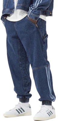 adidas x IVY PARK 藍色丹寧運動長褲 復古編織條紋休閒風格 H61698 Details for adidas x IVY PARK 藍色丹寧運動長褲 復古編織條紋休閒風格 H61698