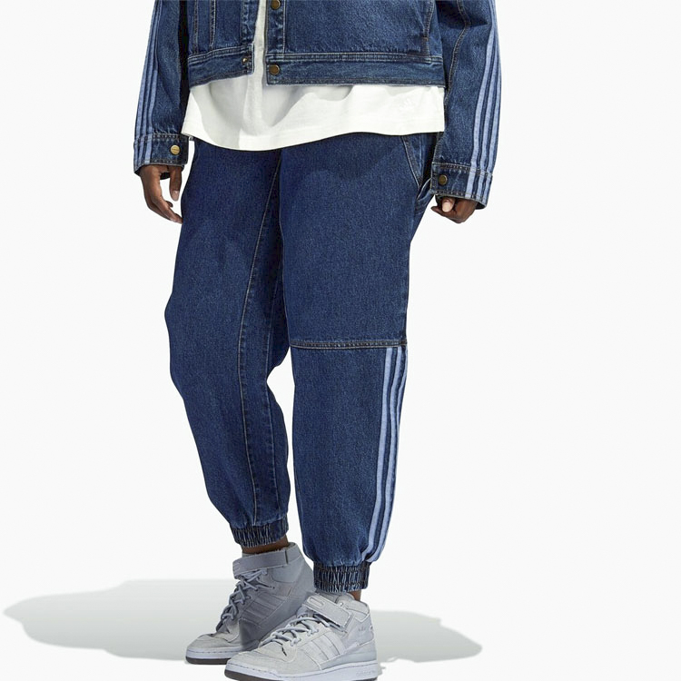 Sizing adidas x IVY PARK 藍色丹寧運動長褲 復古編織條紋休閒風格 H61698