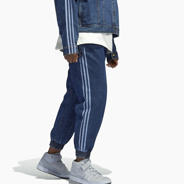 Cheap adidas x IVY PARK 藍色丹寧運動長褲 復古編織條紋休閒風格 H61698