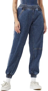 adidas x IVY PARK 藍色丹寧運動長褲 復古編織條紋休閒風格 H61698 1