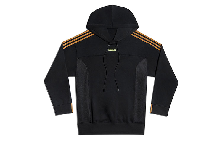 adidas Ivy Park Embroidered Logo Ribbed Hoodie Unisex Black GT9085