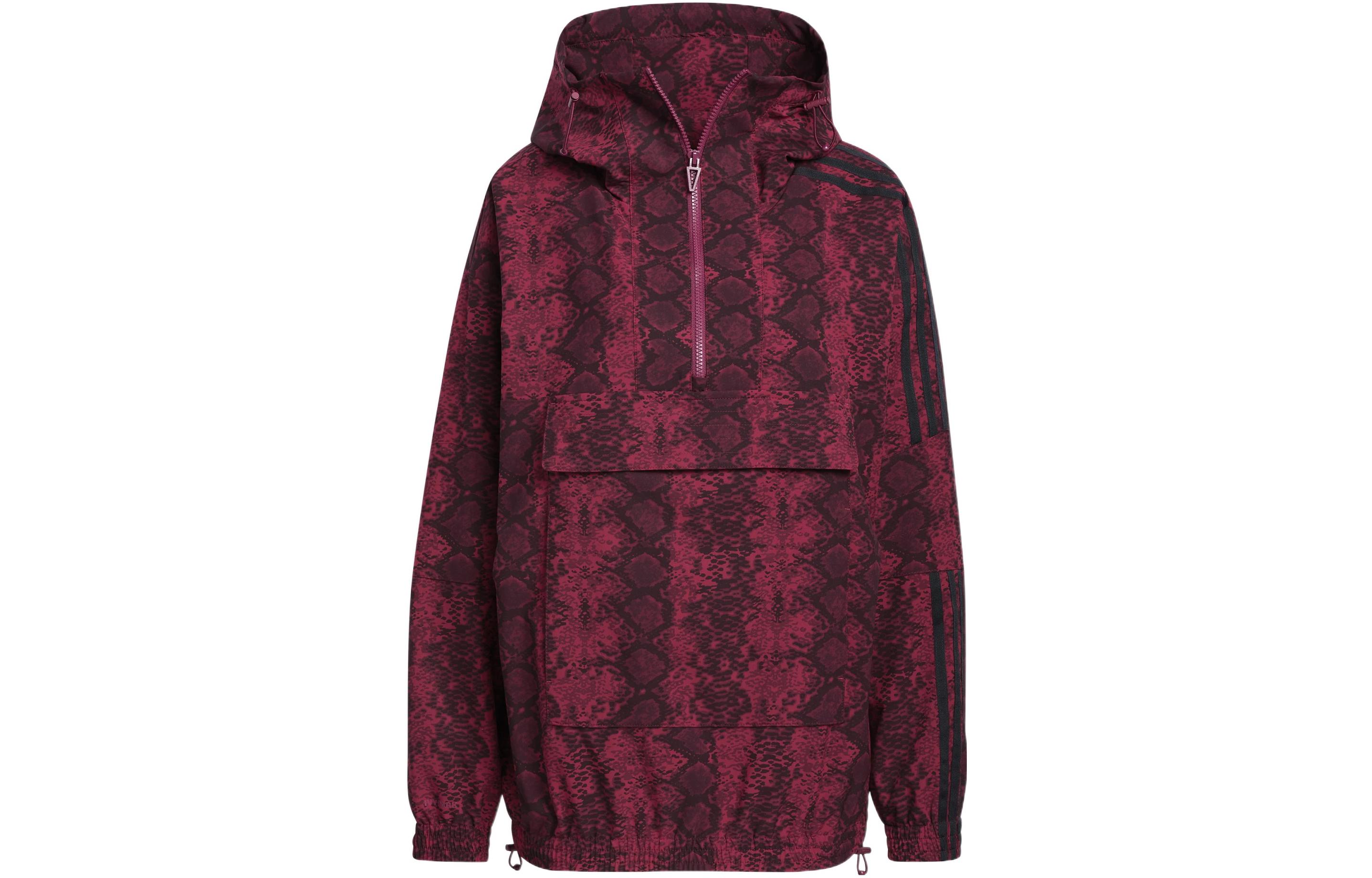 adidas IVY PARK Snakeskin Print Half-Zip Hoodie Cherrywood Red Unisex HH9826