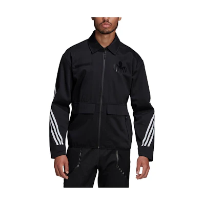 adidas James Bond Striped Logo Zip Polo Long-Sleeve Jacket Black () GN6807
